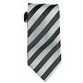 Stock Silver/ Black Striped Polyester Tie